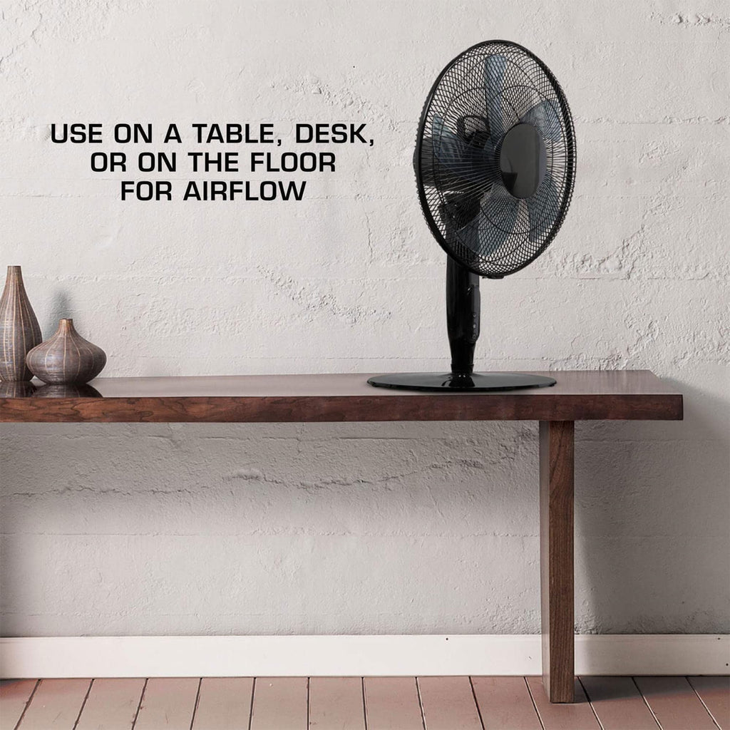 Black 16in Oscillating Pedestal Fan with Remote W38627