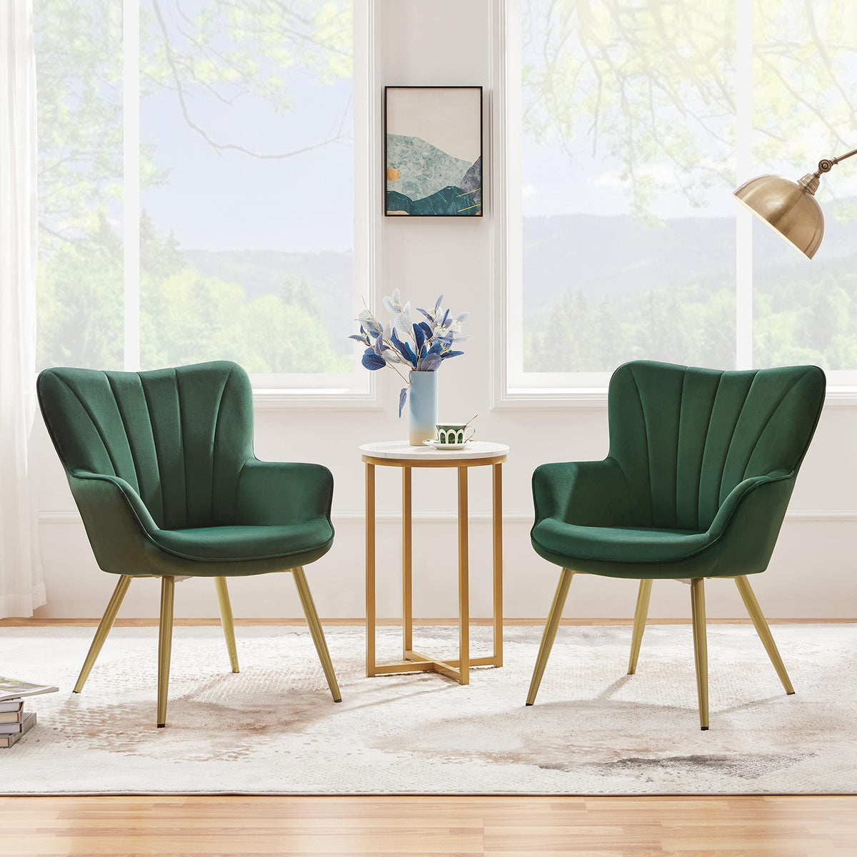 Green Upholstered Accent Chairs Set of 2 U6268