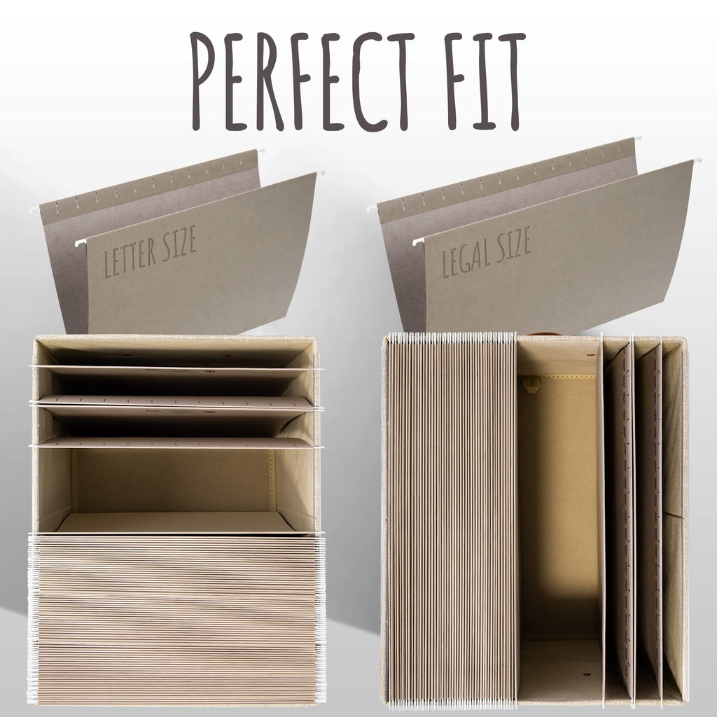 Collapsible Linen File Organizer Box Set of 2 B7396