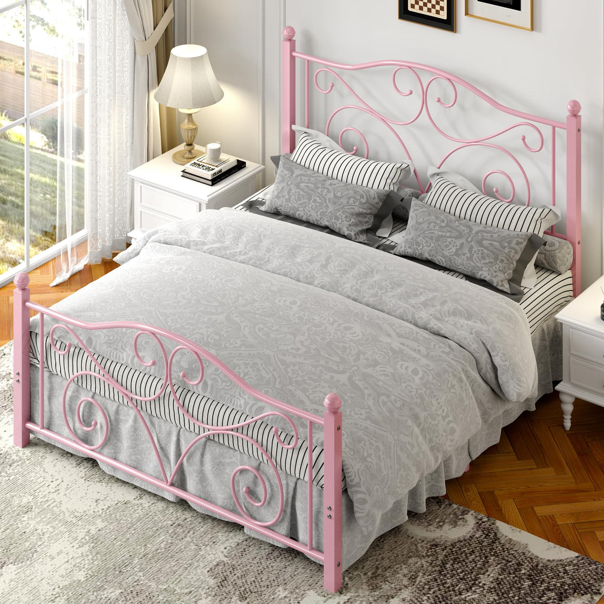 Full Size Metal Bed Frame with Headboard and Footboard M85143