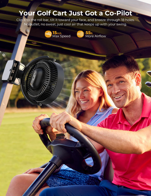 10000mAh Rechargeable 8 Inch Clip on Fan Black A6804