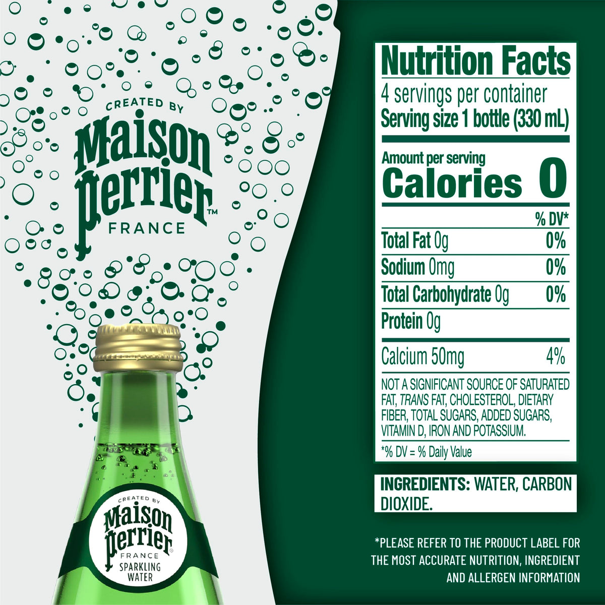 Unflavored Sparkling Water 4 Pack Glass Bottle 11.15 fl oz U717
