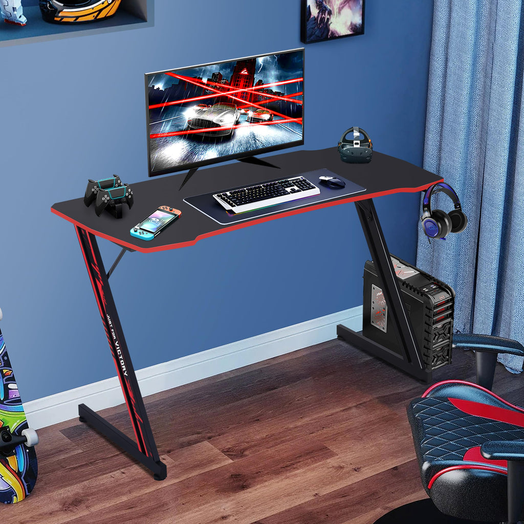 47 Inch Z Shaped Gaming Desk with Headphone Hook U516