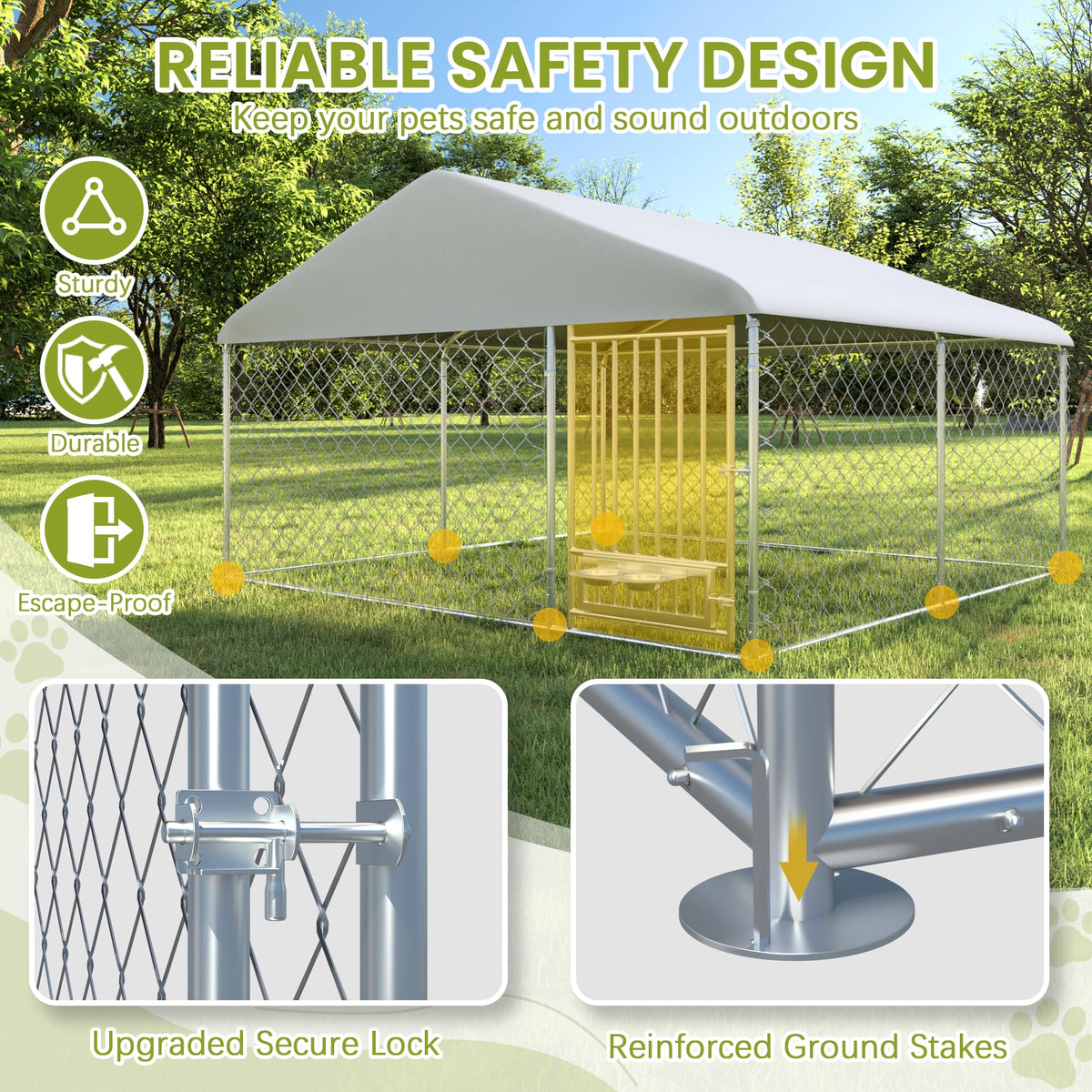 10FT x 10FT Outdoor Dog Kennel with Roof A4973