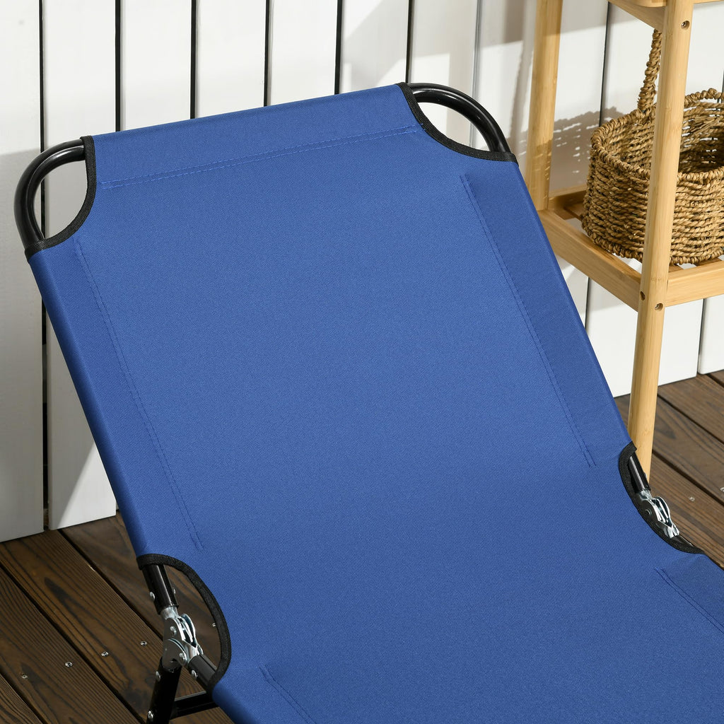 Blue 2 Pieces Folding Chaise Lounge Chair with 5-Level Back H7387