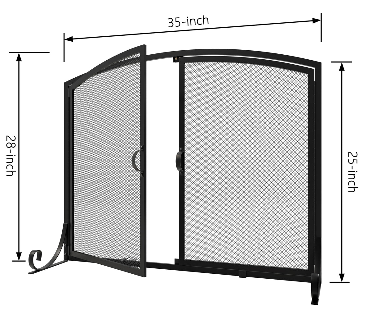 Black Steel Fireplace Screen with Doors E236
