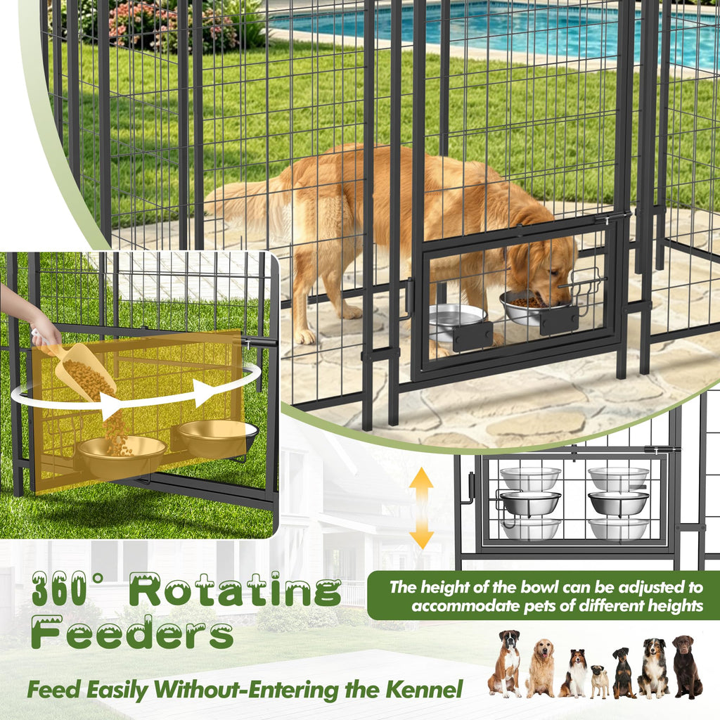 8x4x6 FT Outdoor Dog Kennel with Swivel Feeder V617