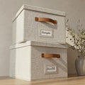 Collapsible Linen File Organizer Box Set of 2 B7396