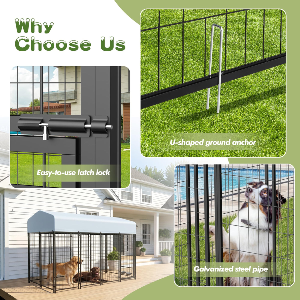 8x4x6 FT Outdoor Dog Kennel with Swivel Feeder V617