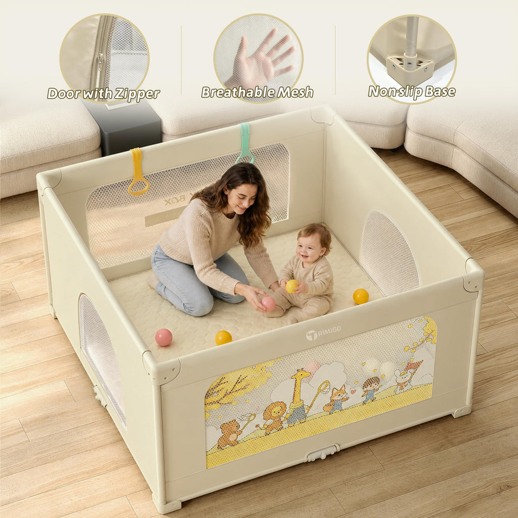 50"x50" Foldable Baby Playpen with Mat T394467