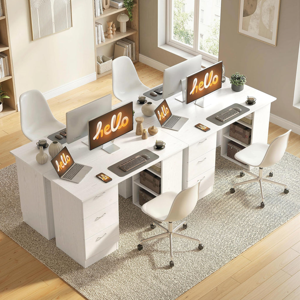 White Computer Desk with Drawers Z408