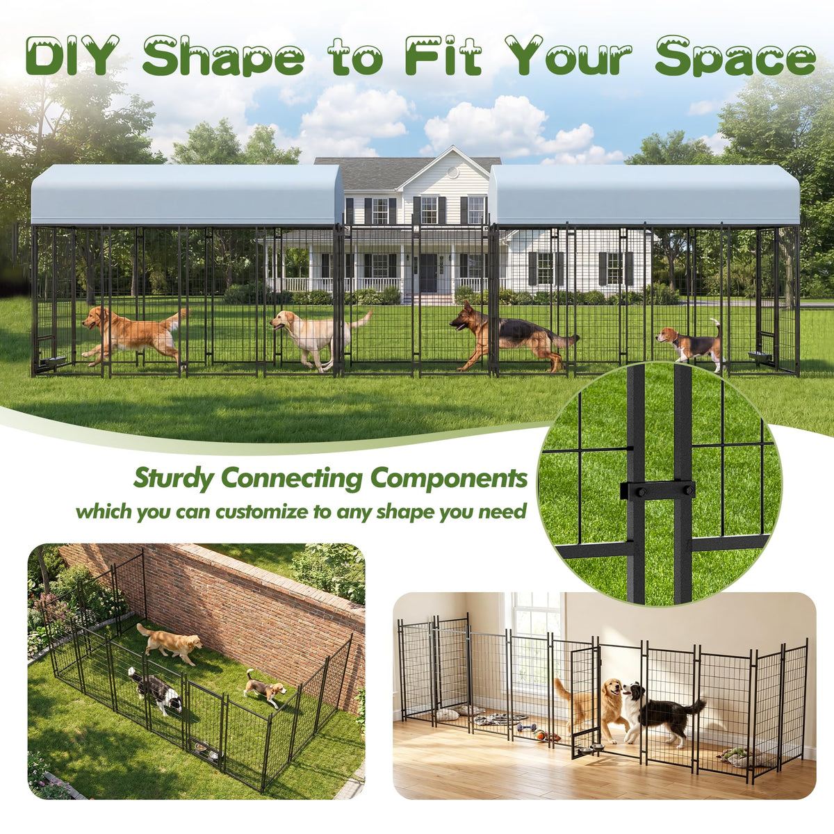 8x4x6 FT Outdoor Dog Kennel with Swivel Feeder V617