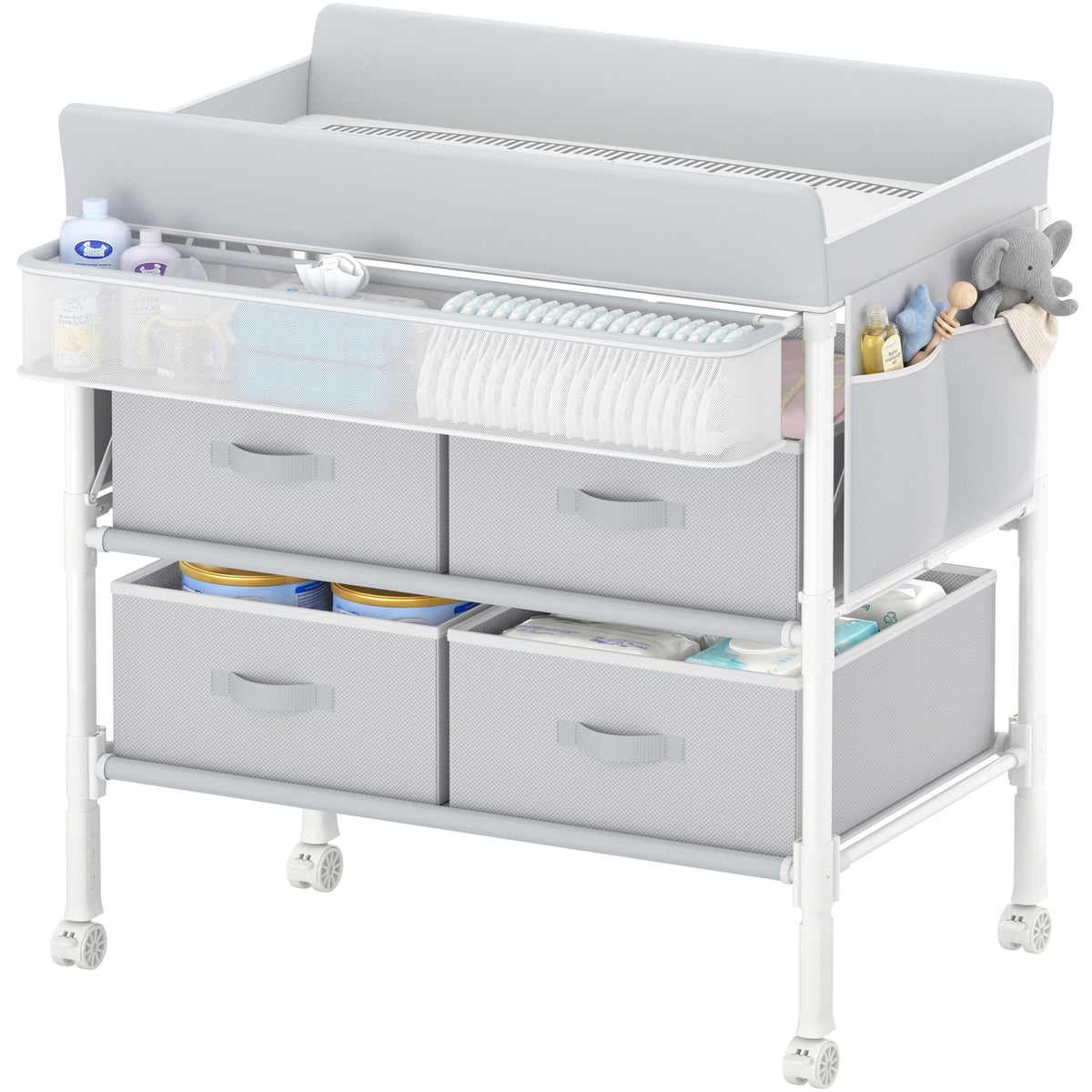 Grey Baby Changing Table with 4 Drawers X597801