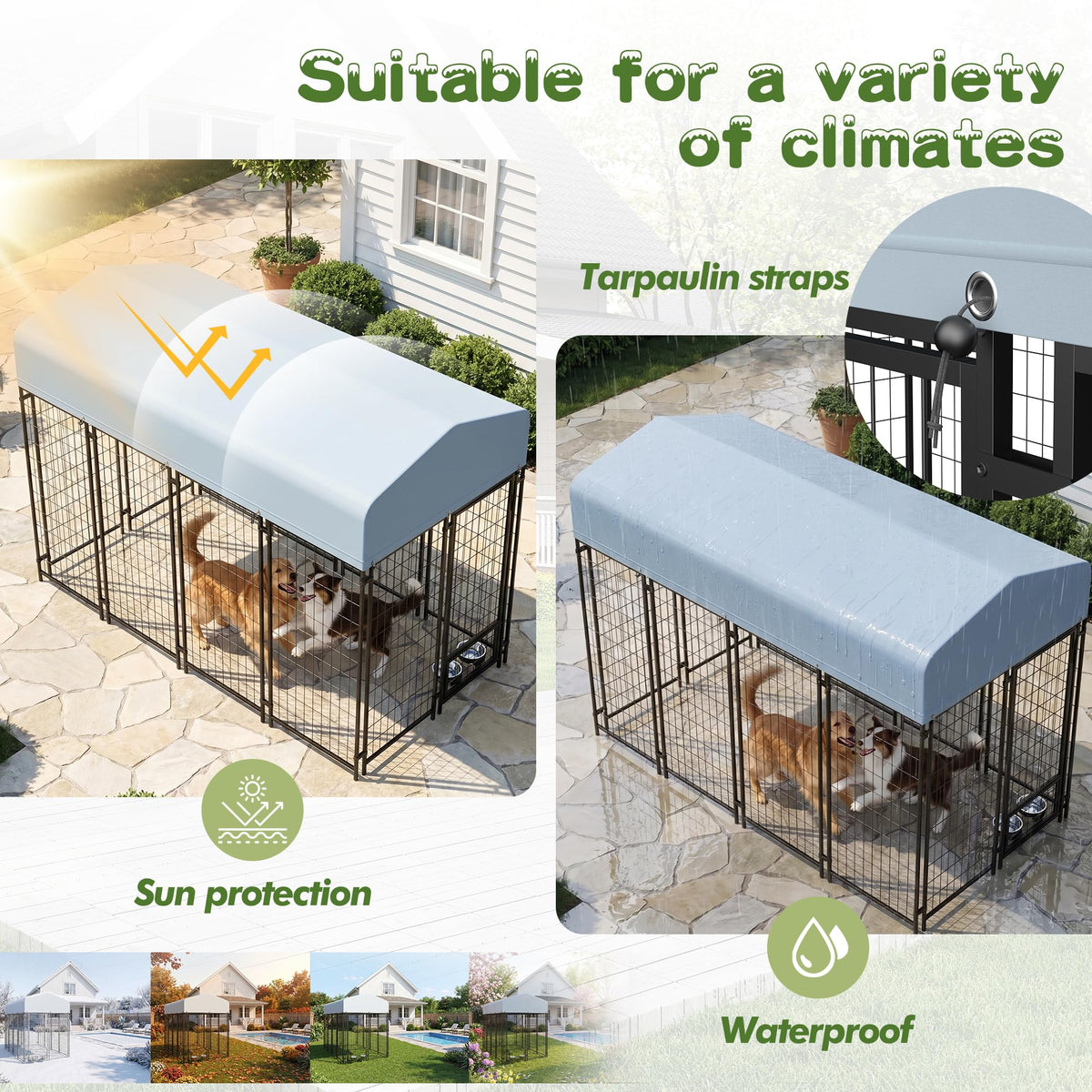 8x4x6 FT Outdoor Dog Kennel with Swivel Feeder V617
