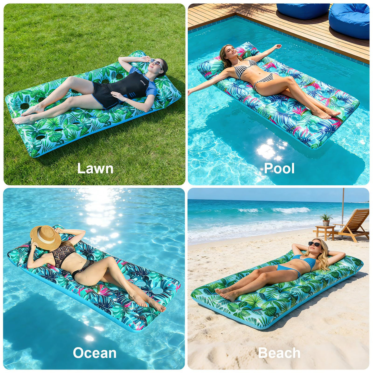 2 Pack Inflatable Pool Lounger with Headrest Drink Holder X621183