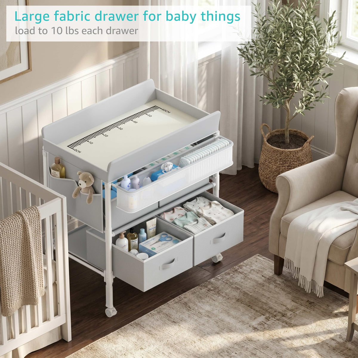 Grey Baby Changing Table with 4 Drawers X597801