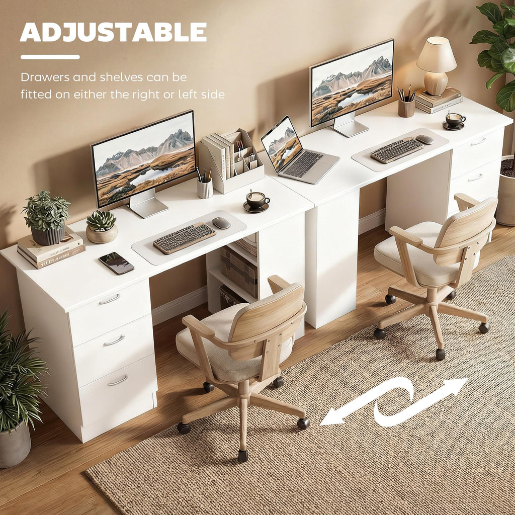 White Computer Desk with Drawers Z408
