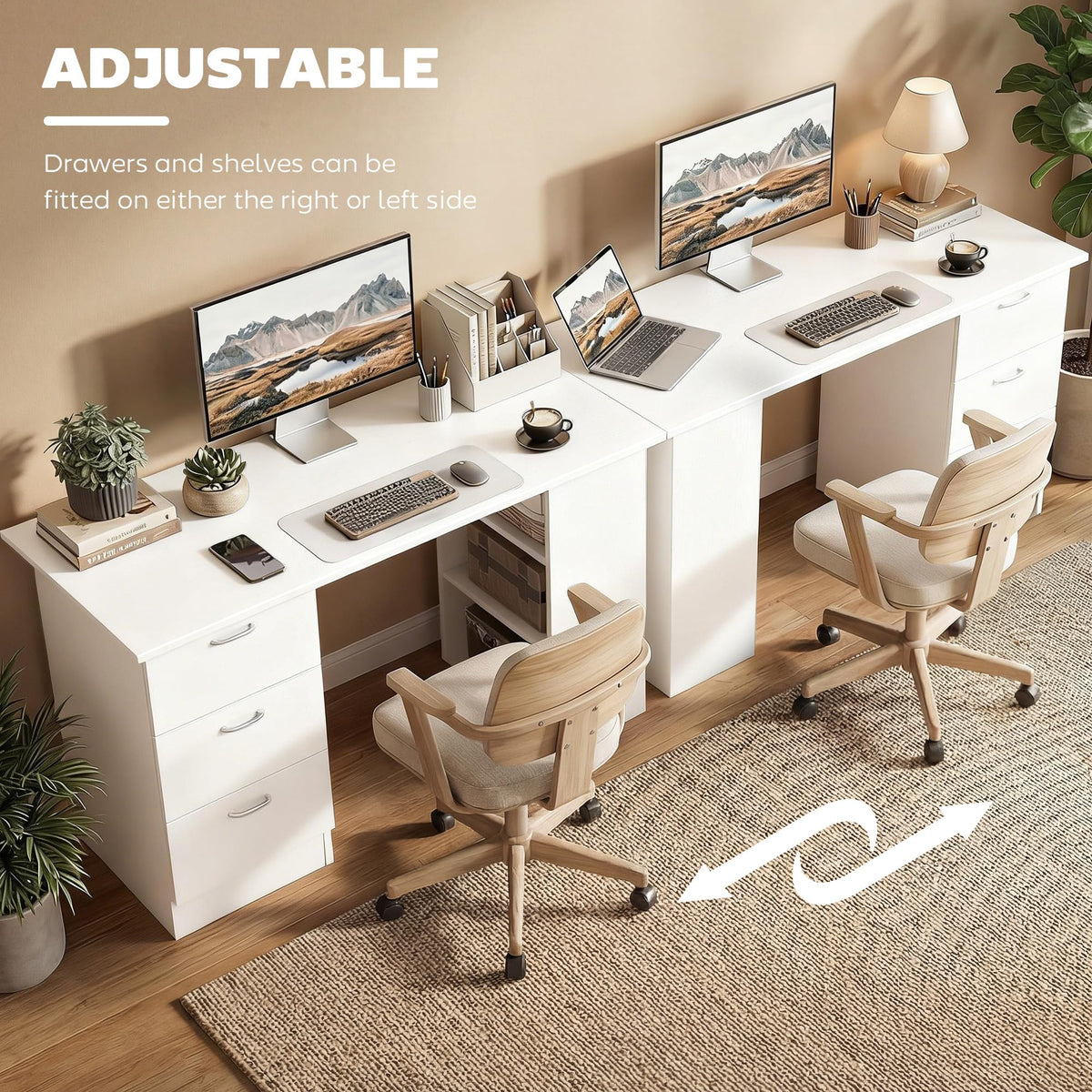 White Computer Desk with Drawers Z408