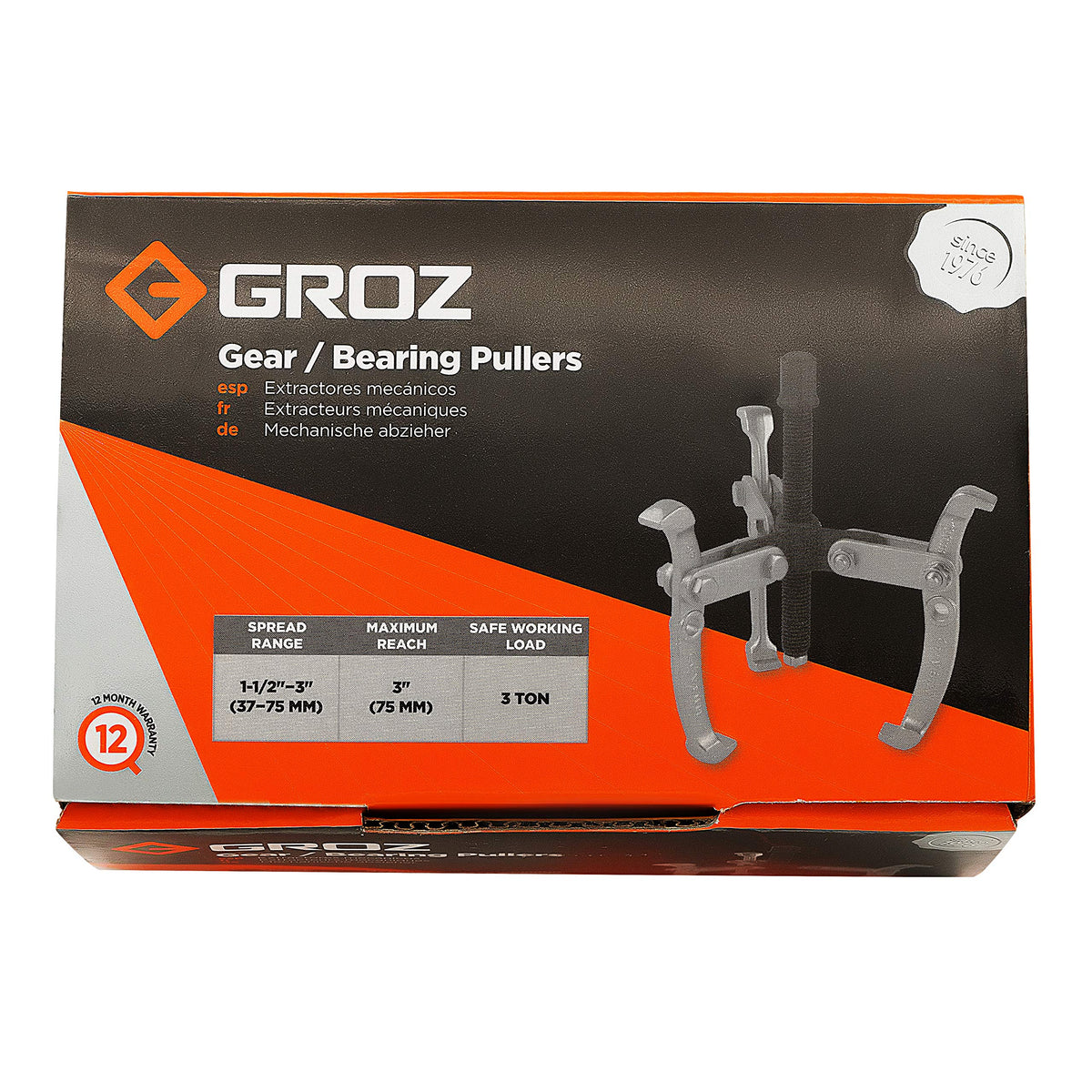 3-Jaw Gear Puller, 3 Inch Max Reach, 3-Ton Safe Working Load N31101